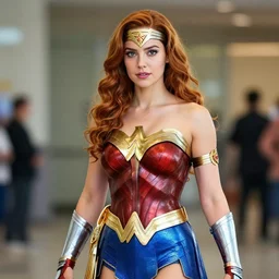 high quality photo of a cosplaying Anya taylor as wonder woman , photography 4k, f1.8 anamorphic, bokeh, 4k, Canon, Nikon