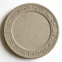 a thickness stone circular frame engraving with aboriginal style, by goya, with the blank canvas