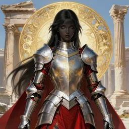 portrait knights of zodiac girl, matt black and little red armor, in ruined agora of athens, ssci - fi and fantasy, intricate and very very beautiful and elegant, highly detailed, digital painting, artstation, concept art, frostbite engine, smooth and sharp focus, illustration, art by tian zi and wlop and alphonse mucha