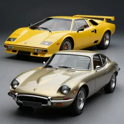 a blending and amalgamation of a lamborghini countach, datsun 2 6 0 z and a jaguar e - type, concept art, round headlights, 8 k, highly detailed, trending on art station