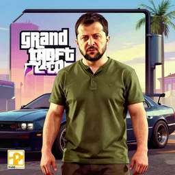 Volodymyr zelensky in Grand Theft Auto 5 cover art, epic, 4k resolution, extremely detailed, very sharp, artstation, digital art, vibrant,