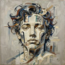 an ultra realistic painting of a melting surrealism calligraphy portrait, new, abstract, high quality! trending on twitter, 4 k