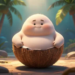 if you eat too much, you'll get very fat, coconut, coconut, cartoon, cartoon, symmetric, dynamics lighting, cinematic,