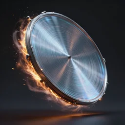 exploding metal round glass disk, side view, fantasy, style artstation, style greg rutkowsk, octane render, unreal engine 6, epic game graphics, fantasy, conceptual art, ray tracing