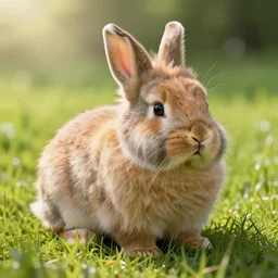 real lionhead dwarf bunny rabbit in grass land, a sunny day, ray of sunlight, volumetric, depth, of field, hypersharp, hyperdetailed, by moebius, high detail, elegant, digital painting, cinematic lighting, vibrant, intricate, textured skin, highly detailed, artstation, sharp, focus, hdr, unreal engine 5, breathtaking, illustration, anna dittmann, ilya kuvshinov, nikolay makovsky