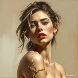 beautiful neutral earth toned palette knife painting artwork by yoji shinkawa jeremy mann, full body character portrait 🤸♀, charlie bowater and magali villeneuve and alphonse mucha, gaston bussiere, craig mullins, j. c. leyendecker, by artgerm