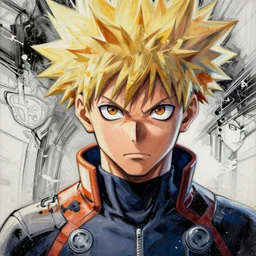 all might from my hero academia, futuristic, gta 5 cover art, oil painting, comic book black lines, alot of paint smears, blonde sharp hair, hero outfit, fine details, sharp focus, intricate, realistic shaded perfect face, by cushart krenz, by makoto shinkai, by wlop, by artgerm