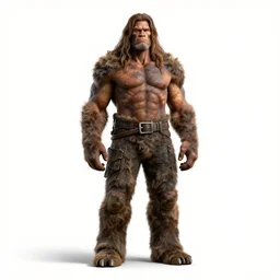 rugged hill giant, photorealistic portrait photography, full body, standing, isolated on a pure white background, centered, whole figure in frame, sharp focus, studio lighting