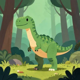 an illustration of a dinosaur 8 kz 2 in the woods, trending on artstation, central composition, very cartoon, shape focus, high detailed, by anton fadeev 9 3 7 7
