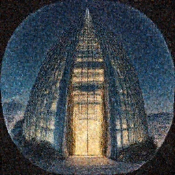 door entrance to a skyscraper at the top of a mountain, night, trending on artstation, pixiv, hyperdetailed Unreal Engine, by Nathan Dane Clarke, by Bruce Pennington, illustration, digital art, concept art, fish eye lens