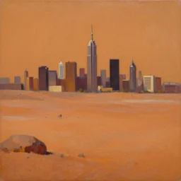 oil painting of a city on mars