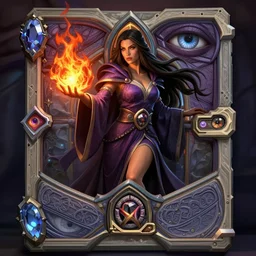 Hearthstone official professional art, with realistic face & eyes. A sorceress, wearing a robe casting a fire ball. Insanely coherent physical body parts (face, arms, legs, hair, eyes, pupil, eye white). Full body realistic, sharp focus, 8k high definition, insanely detailed, intricate, elegant, smooth, sharp focus, illustration, ArtStation