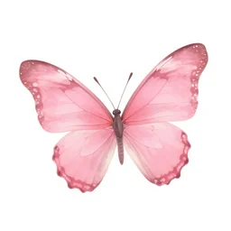 a digital illustration of a singular pink pastel butterfly : : on a white background