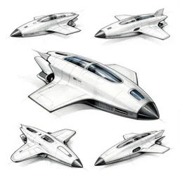 sharp design spaceship sketches, drawing