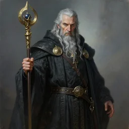 masterpiece portrait painting of an imposing sorcerer, fantasy art, highly realistic, highly detailed, photorealistic