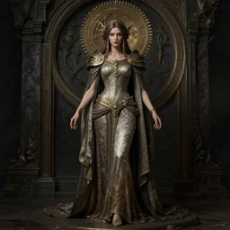 full length portrait of woman with breathtaking appearance, incredibly intricate, elegant, DSLR 8K, biblical art, realism, incomprehensible detail, final fantasy & silent hill aesthetic, photorealistic, lifelike, created by Razaras on deviantart