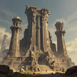 ancient structure, retrowave epic art, trending on art station