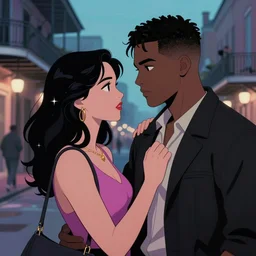 a colorful comic noir illustration of star - crossed lovers in new orleans by sachin teng, dark vibes, pastel lighting, cinematic, depth of field, 8 k, high contrast