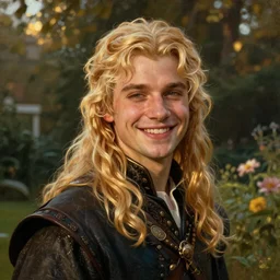 Painting of Viserys Targaryen in the gardens at golden hour. beautiful long golden blonde hair. Young. Smiling. Happy. Cheerful. Art by william adolphe bouguereau. Very very very very very very very very very very very very much detailed. Beautiful. 4K. Award winning.