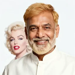 portrait of a happy arvind kejriwal with marlyn monroe
