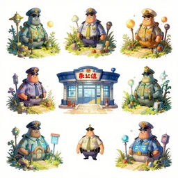 photo cartoon bd illustration comic manga painting of police station environement : 5 fantasy environement, digital painting : 1 fat brush concept sketch artist bd enki bilal : 1 0