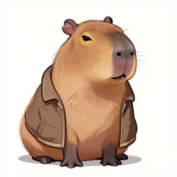 a capybara wearing a jacket anime