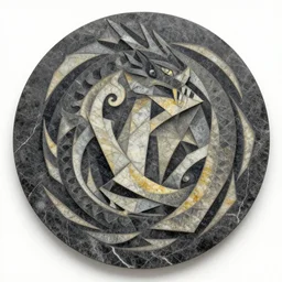 circular refuge of dragon - skin basalt, abstract art in the style of cubism and georgia o keefe