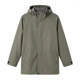 minimalist raincoat, 8k product photo, isolated on a pure white background, centered, entire object in frame, sharp focus, soft studio lighting