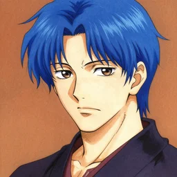 a cartoon picture of a man with blue hair, a detailed painting by nagasawa rosetsu, featured on pixiv, transgressive art, anime, deviantart hd n 9