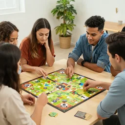 a group of friends playing a board game