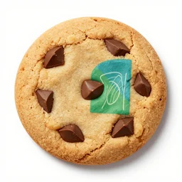 a chocolate chip cookie painted by picasso, primary colors