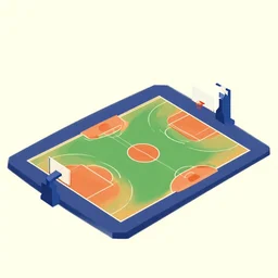 isometric illustration of a basketball court