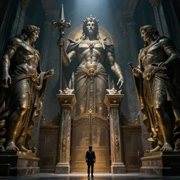 the gates of argonath, dramatic lighting, colossal statues, by greg rutkowski, artgerm, ross tran, conrad roset, takato yomamoto. 4 k, beautiful, cinematic dramatic atmosphere