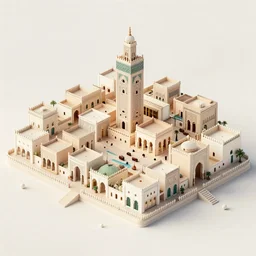 moroccan ornate inspired coastal city, axonometric exploded view, high detail, 8 k, photorealistic