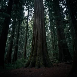 dark foreboding old growth forest