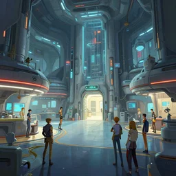 photo environement post futurist hospital : 4, 4 k rtx hdr volume light concept studio matte painting environement digital illustration style art that looks like it is from borderlands and by feng zhu and loish and laurie greasley, victo ngai, andreas rocha, john harris by jesper ejsing, by rhads, makoto shinkai and lois van baarle
