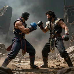Stable Diffusion AI beating up Dall-E , inspired by Mortal Kombat, octane render,