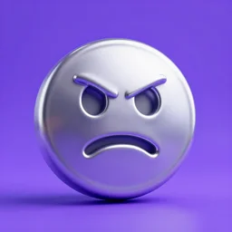 stupid face, stupid face, metallic 3 d icon, 3 d render, unreal engine, bluish - purple backdrop,
