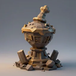 dangerous ruinous ancient magical artifact, cursed, low poly model
