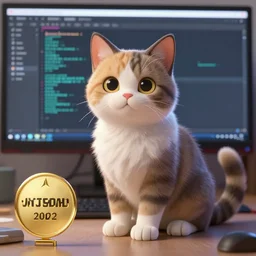A cat programing, Trending on Artstation. award winning. High quality