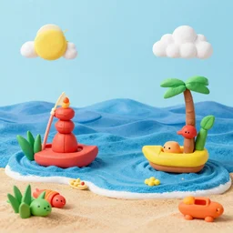 ocean scene made out of toys