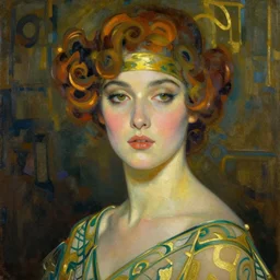 a painting of a woman portrait, art deco