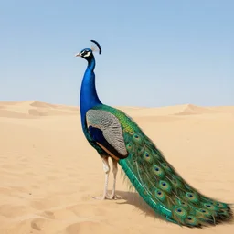 peacock in the desert, painting, album cover, poster, highly detailed, by stanley donwood