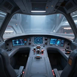 view from inside a sci - fi spaceship cockpit, centered, star citizen, sleek, 8 k, octane render