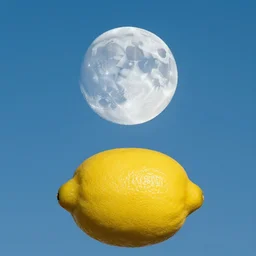 photo of a giant lemon instead of the moon in the sky