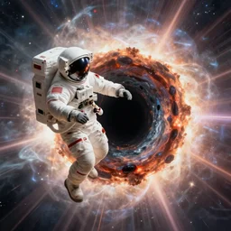 astronaut being pulled into a black hole