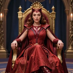 wiccan elizabeth olsen as scarlet witch [ sitting in an eloquent throne ]!! trending on artstation 3 2 k quality artstation hd artstation hq cgsociety contest winner wiccan tarot mannerism d & d