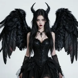 beautiful woman with raven wings, gothic, highly detailed, trending on artstation,