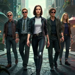 hailee steinfeld, omicron, highly detailed surreal vfx portrait of a android young walking the streets, matrix gemma chan, stephen bliss, unreal engine, greg rutkowski, loish, rhads, beeple, makoto shinkai and lois van baarle, ilya kuvshinov, rossdraws, tom bagshaw, global illumination, detailed and intricate environment