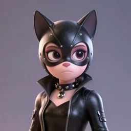 lofi biopunk catwoman portrait, Pixar style, by Tristan Eaton Stanley Artgerm and Tom Bagshaw.